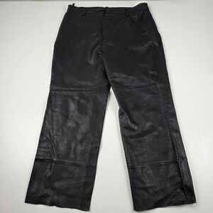Wilsons Leather Pants Mens 38x29 Black Dress Pelle Studio Straight Lined Casual
